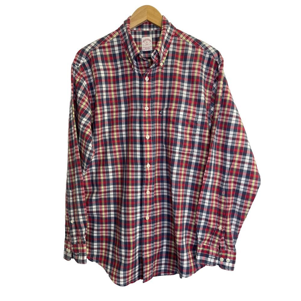 Brooks Brothers Men's Shirt 346 Button Up Original Polo Long Sleeve Plaid Medium